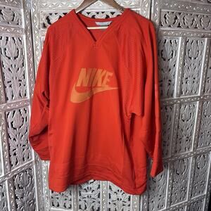 Vintage Nike Hockey Jersey Mens Small #30 Orange Y2K Baggy Oversized Retro